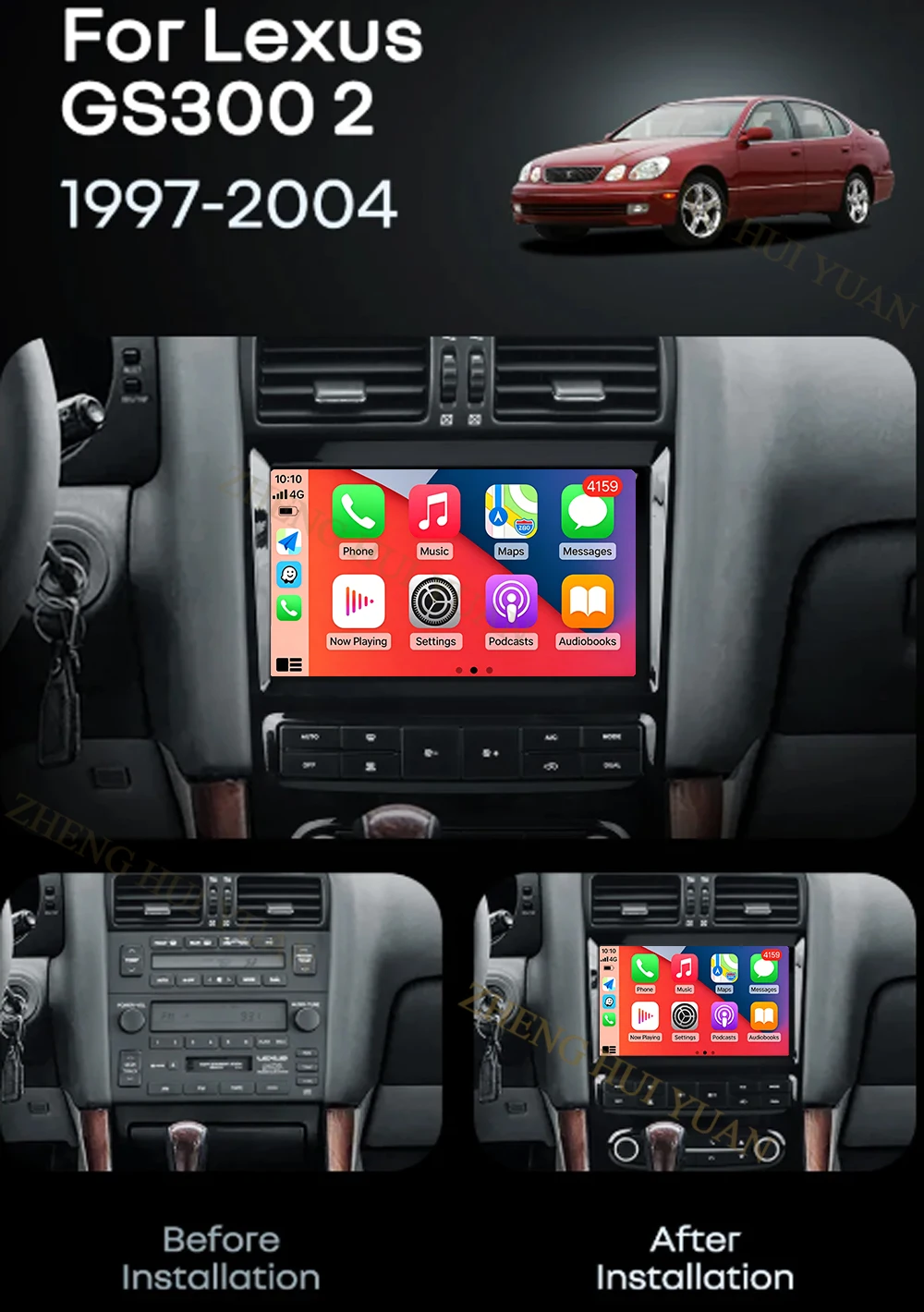 Radio para Auto con Android 16, Carplay y Auto, Navegación, Reproductor Multimedia Estéreo, QLED, GPS para Lexus GS300 2 S160 1997 - 2004 2