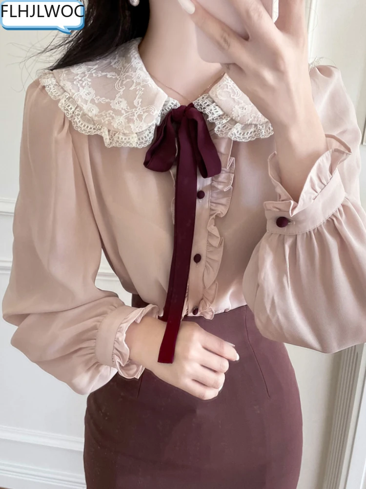long sleeve tops 2021 Spring Autumn Basic Shirts Blouses Women Fashion Long Sleeve Elegant Office Lady Work Solid White Ruffled Chic Tops Blusas womens shirts and blouses