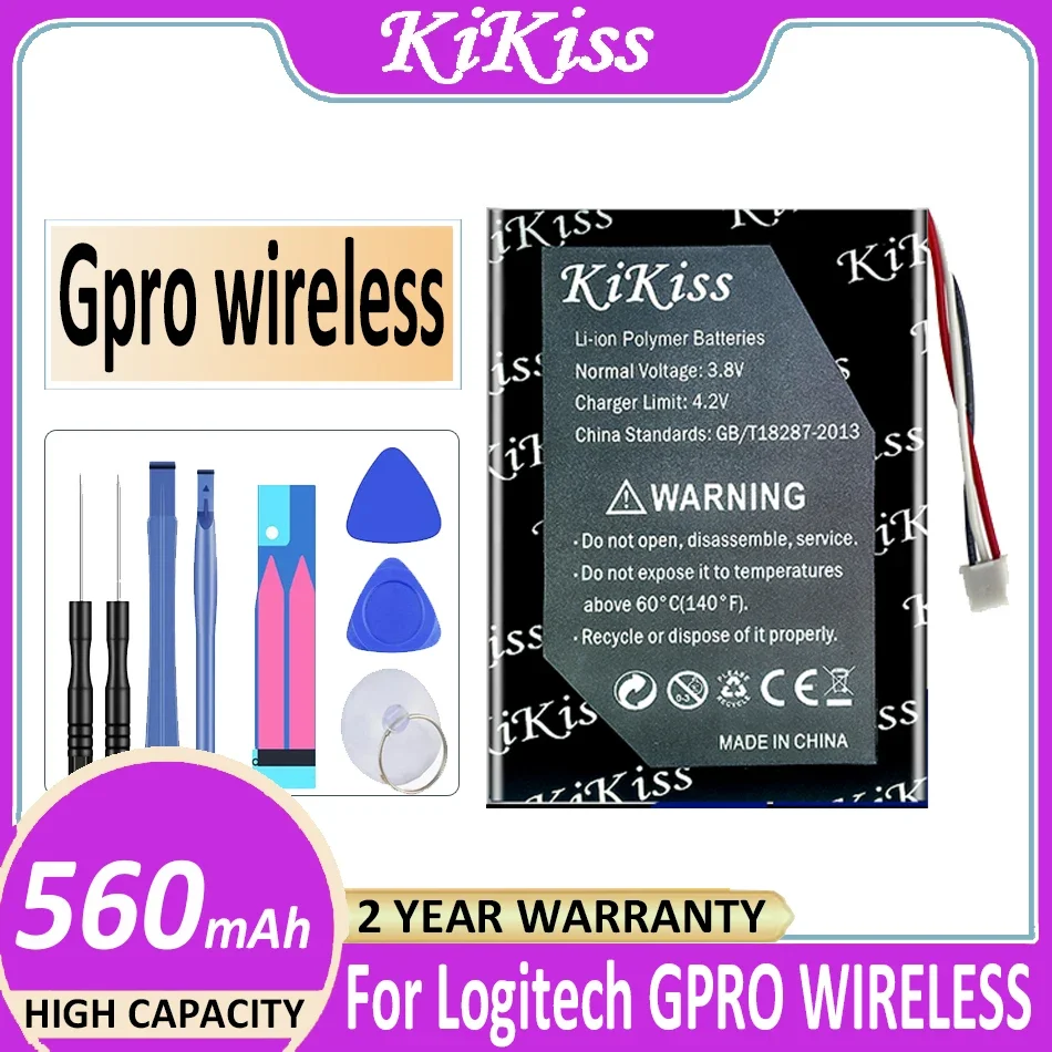 

KiKiss Battery 560mAh For Logitech GPRO WIRELESS Mouse Batteries 3-wire Digital Bateria