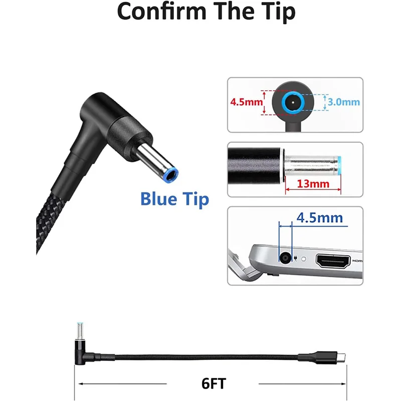 USB C-Ʈ  ̺ , CŸ-DC , 100W PD  , HP  ڵ, 4.5x3.0mm