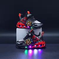 أطفال حذاء كاجوال أحذية رياضية مصباح ليد الكرتون شبكة الخريف موضة احذية الجري للبنين تنفس المضادة للانزلاق أحمر أزرق حجم 21-30 3