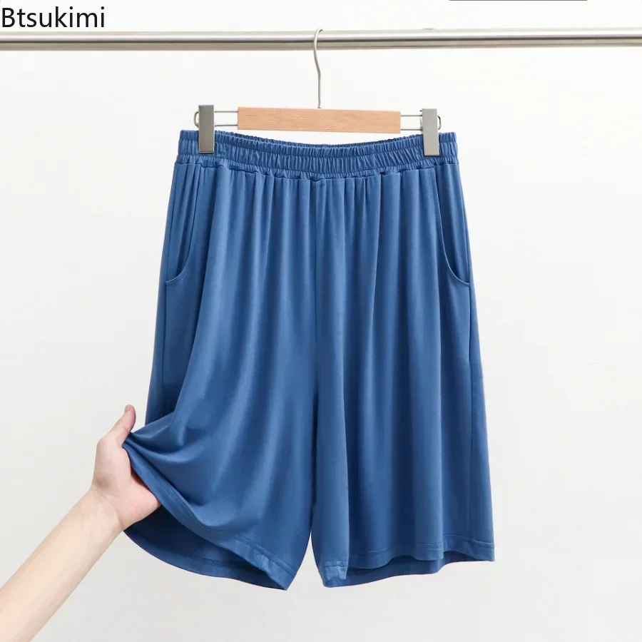 2025 HomeWear 바지 용 남성용 여름 캐주얼 반바지 수면 바지 남성 소프트 모달 바지 오버 사이즈 얇은 스트레치 반바지 남성
