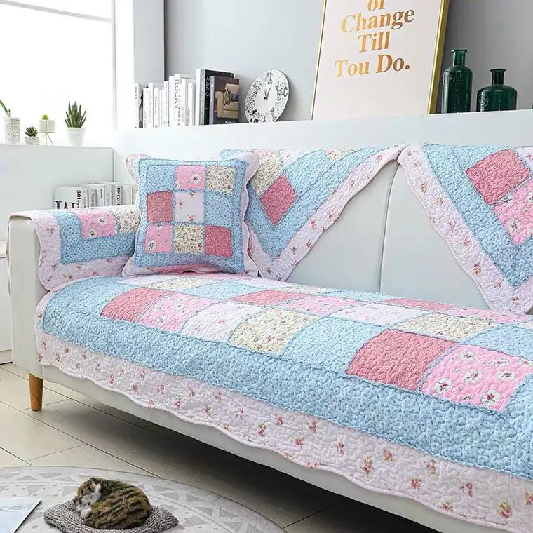 Cotton Fabric Four Seasons Sofa Cover Couch Cover Floral Plaid Printed Sofa Towel for Living Room lounge 6