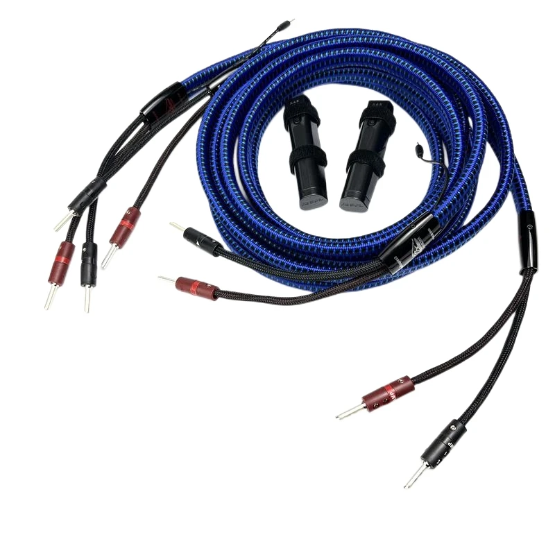 A Pair Hifi Gibraltar Speaker Cable Bfa Silver Banana Spade Plug Audio