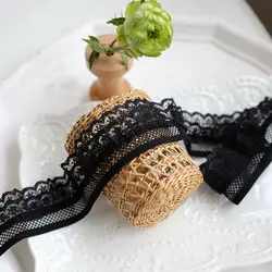 Decorative Elastic Lace Trim Ribbon for Crafts & DIY Projects, 4cm Width, 2 Yards (Black)