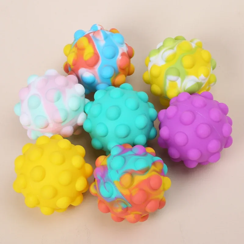 

7 Styles FingerToys Ball Decompression Ball Silicone Bubble Press Release Ball Children's Rainbow Decompression Toy Kid Gift
