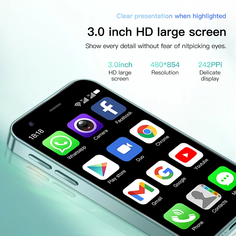 SERVO P80 Mini Smartphone Android System 1GB+16GB WiFi Hotspot Play Store WhatsAPP 3G WCDMA Small Smart Cellphones 2 SIM Standby