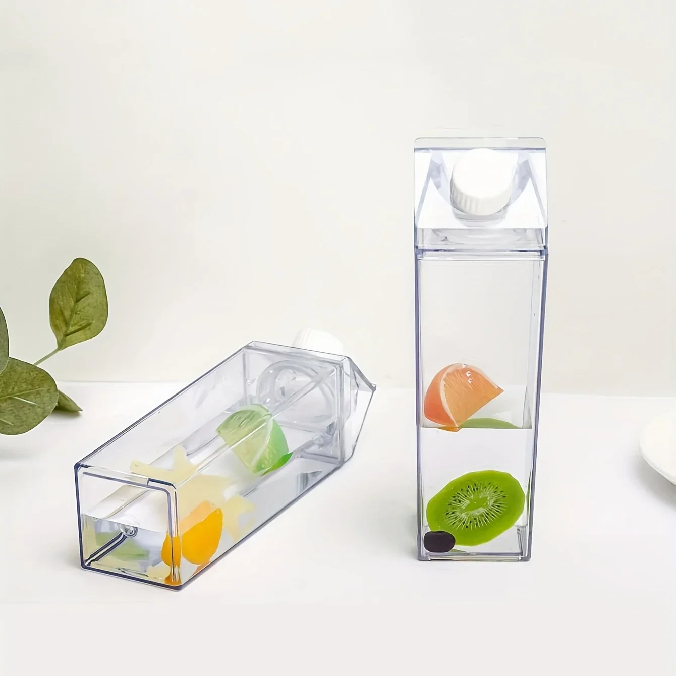 1pc/2pcs Square Milk Cup, Milk Bottle, Milk Tea Cup, Rotatable Sealed Fresh Milk Storage Bottle, Creative Home Multi