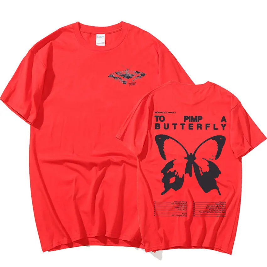 thumbnail image 1 of Camiseta estampada de Kendrick Lamar To Pimp A Butterfly para hombre, ropa de calle de tendencia Hip Hop, Unisex de algodón camiseta, camisetas de gran tamaño, 1 of 5