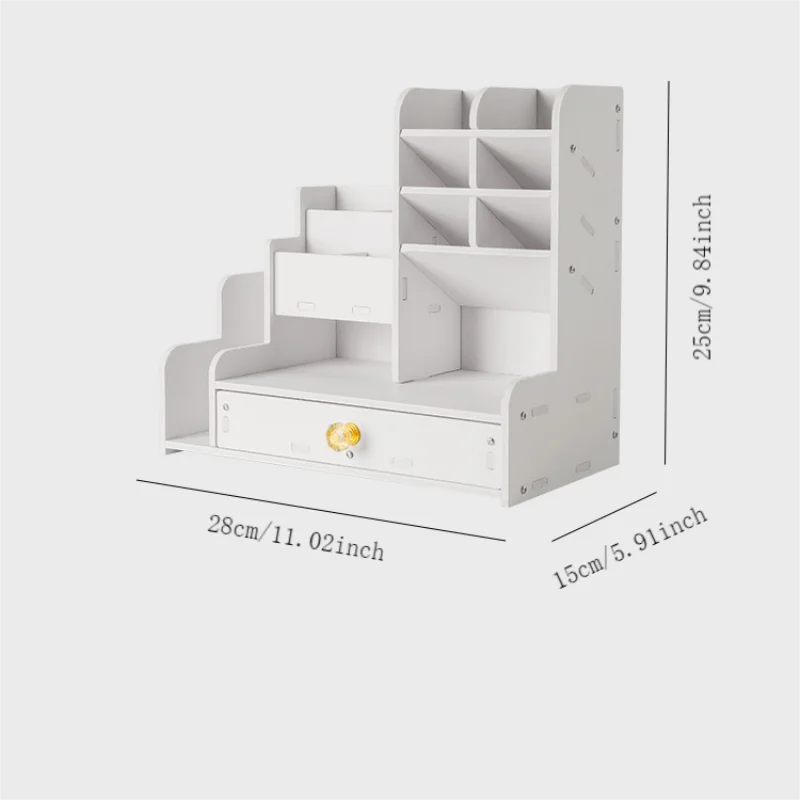 Organizador de mesa, organizador de mesa diy com gaveta-porta-canetas multifuncional, fácil montagem, armazenamento de materiais de arte de escritório