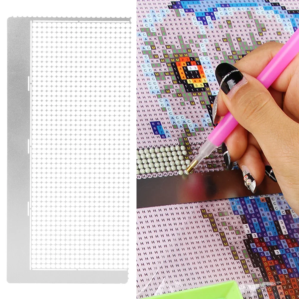 5D Diamond Painting Ruler 1220 Holes Metal Diamond Pasted Painting Ruler 155x70mm Round Drill Adjustment Fix Tool for Art Crafts