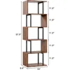 6-Tier Bookshelf, Tall S-Shaped Geometric Bookcase, Industrial Freestanding Display Shelf Unit, Wood Divider for Living Room 3