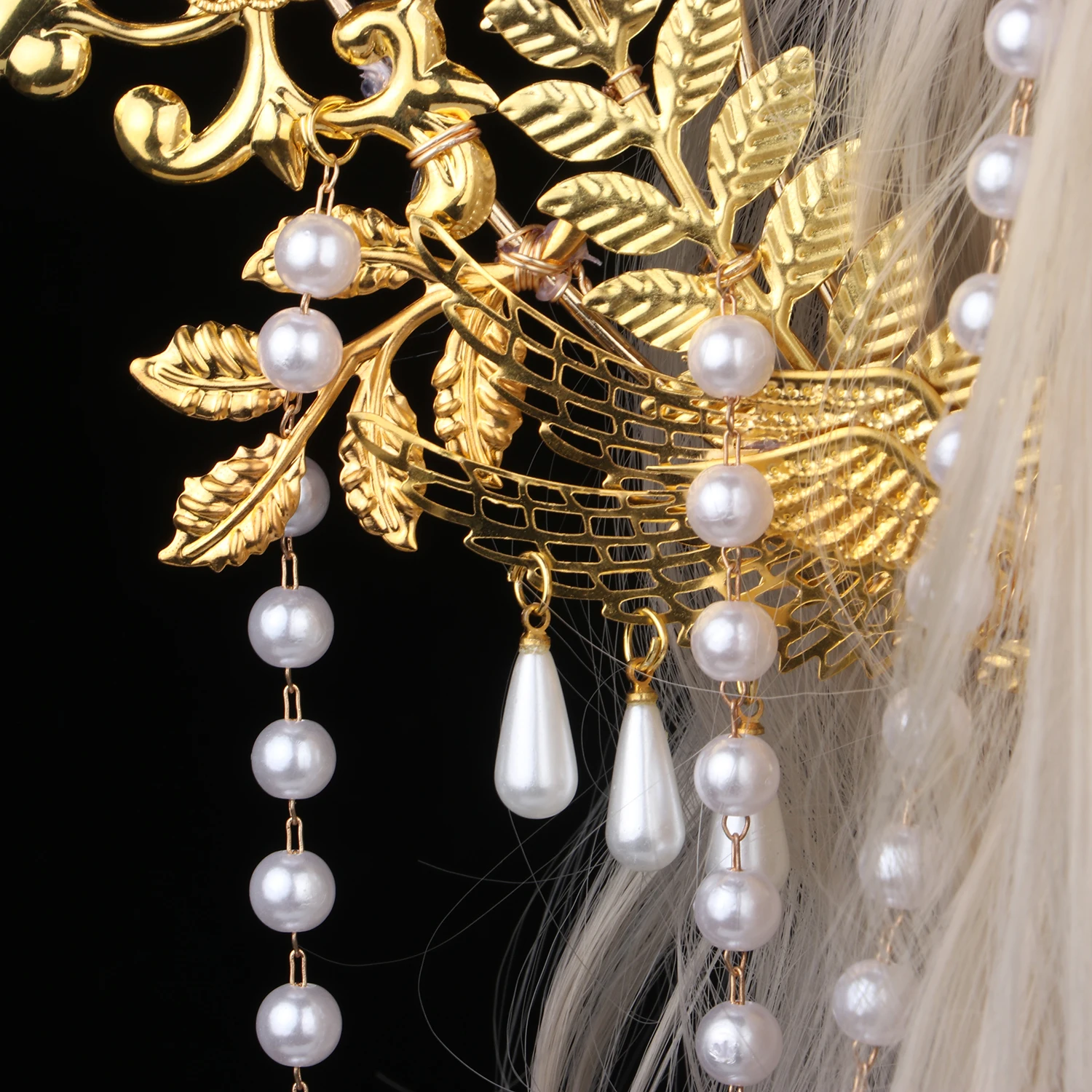 Sun Goddess Angel Halo Crown Headpiece Queen Anna Baroque Pearl Tiara Headband