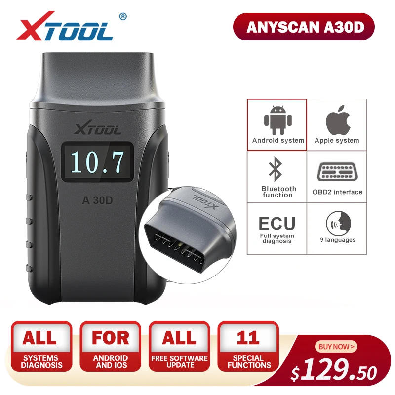 

XTOOL Anyscan A30D Bluetooth-compatible OBD2 Scanner for Android/IOS Code Reader Full System Diagnosis Multi Car Brand Update