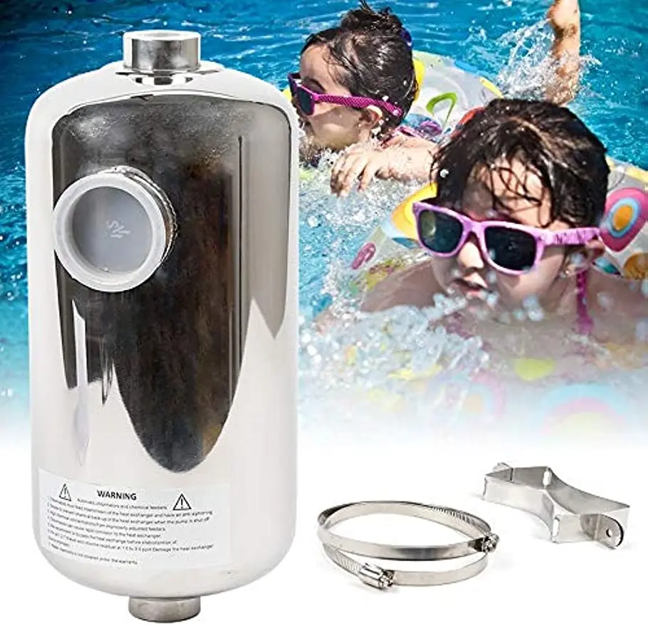 Swimming Pool Heat Exchanger, Stainless Steel Pool Heat Exchanger Tube Shell Heat Exchanger 95KBTU SS304 , 95K SS304 Same Side external reverse osmosis water purifier stainless steel shell water filter direct drinking water purification equipment