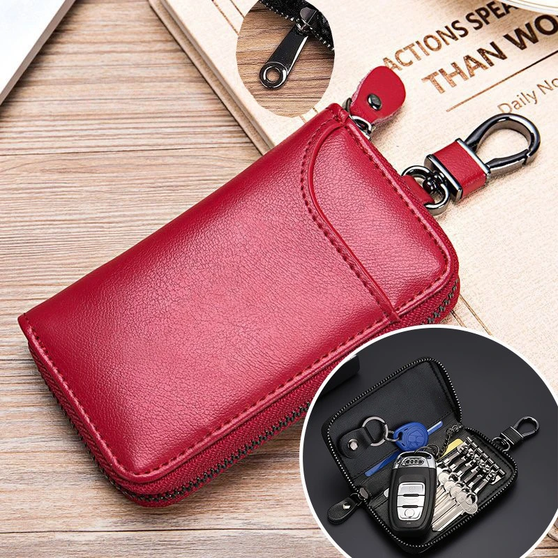 Genuine Leather KeyChain Unisex Key Bag Multifunction Organizer Wallet Holder Smart Housekeeper Car Small Key Case Keys Pouch