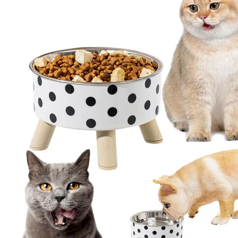 

Stainless Steel Cat Food Water Bowl Pet Animal Eating Dishes High Foot Raised Puppy Cats Bowls Elevated Dog Bowls