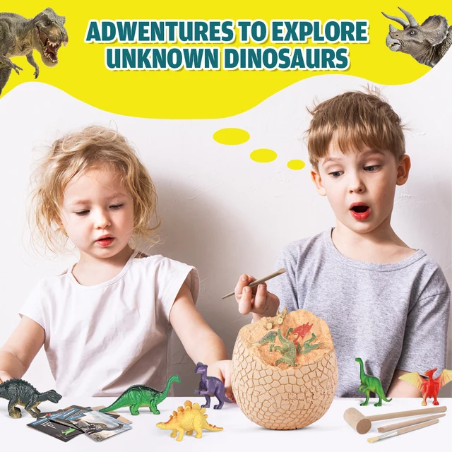 Jumbo Dino Egg Dinosaur Eggs Dig Kit with 12 Different Dinosaur Toys for Kids Archaeology Paleontology Science Educational Gifts 4