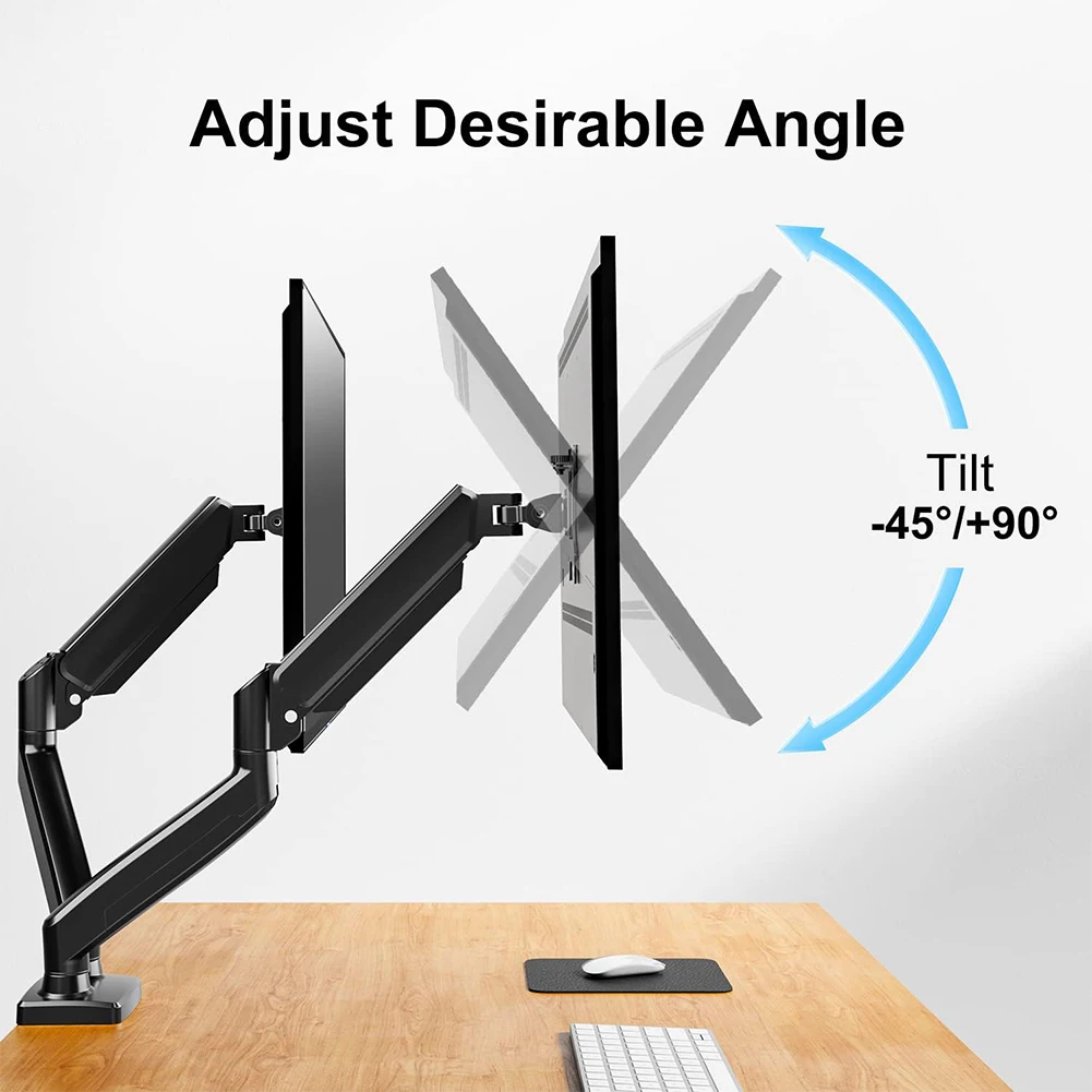 Dual Monitor Stand with C Clamp Monitor Desk Mount Holds Up To 19.8lbs Monitor Arm Desk Mount for 13 To 32 Inch Computer Screens