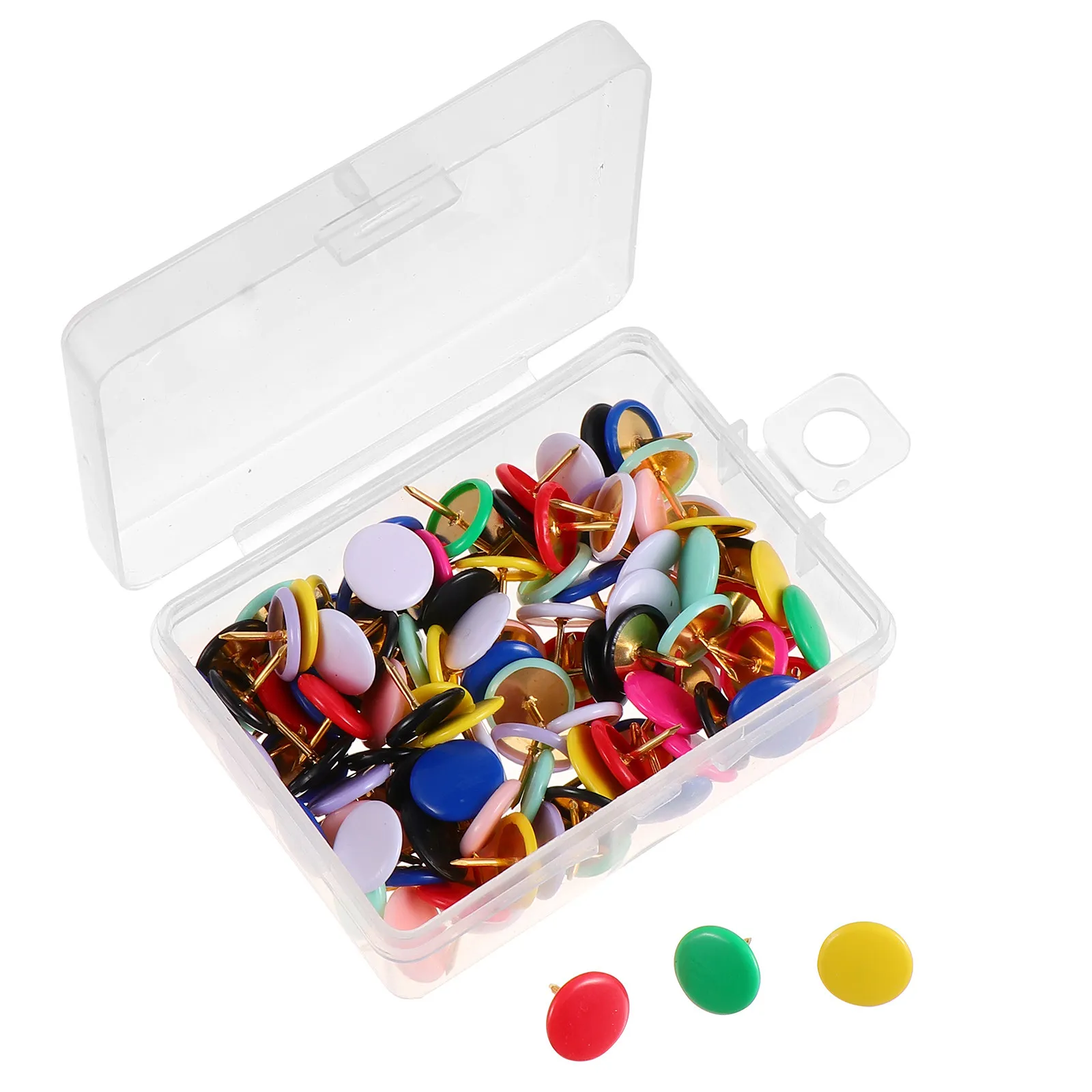 100Pcs 혼합 색상 플라스틱 압정 게시판 용 플랫 헤드 푸시핀 DIY 액세서리 사무실 홈 학교 장식