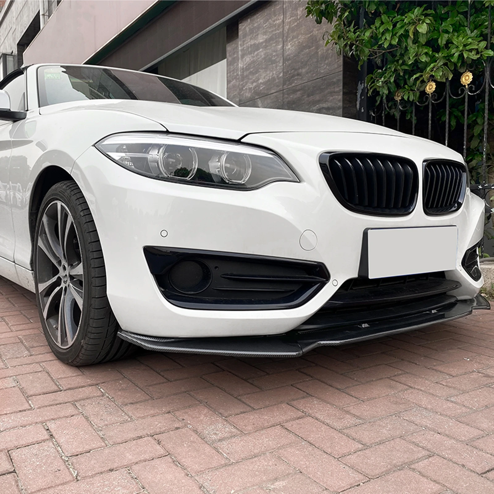 카본 파이버 룩/글로스 블랙 프론트 범퍼 스포일러 스플리터 립 BMW 2 시리즈 F22 F23 220i 225i 228i 기본 모델 2014-2019