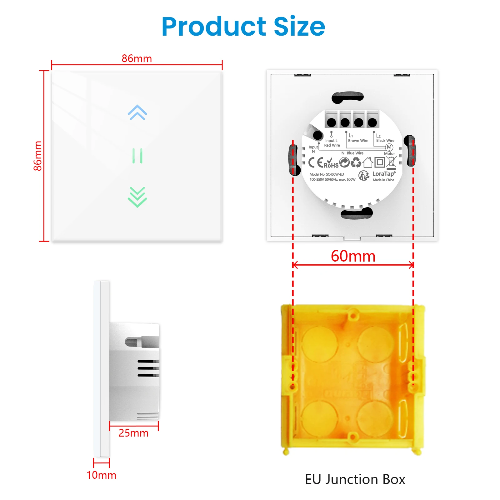 Tempered glass smart switch with LED backlight
