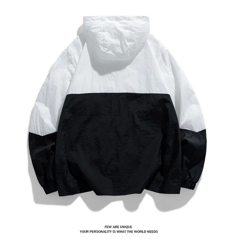 Men's Hoodie Sweatshirt Long Sleeve Jacket Thin Tops Summer Sun Protection Casual Loose Streetwear Fashion Outerwear New W146