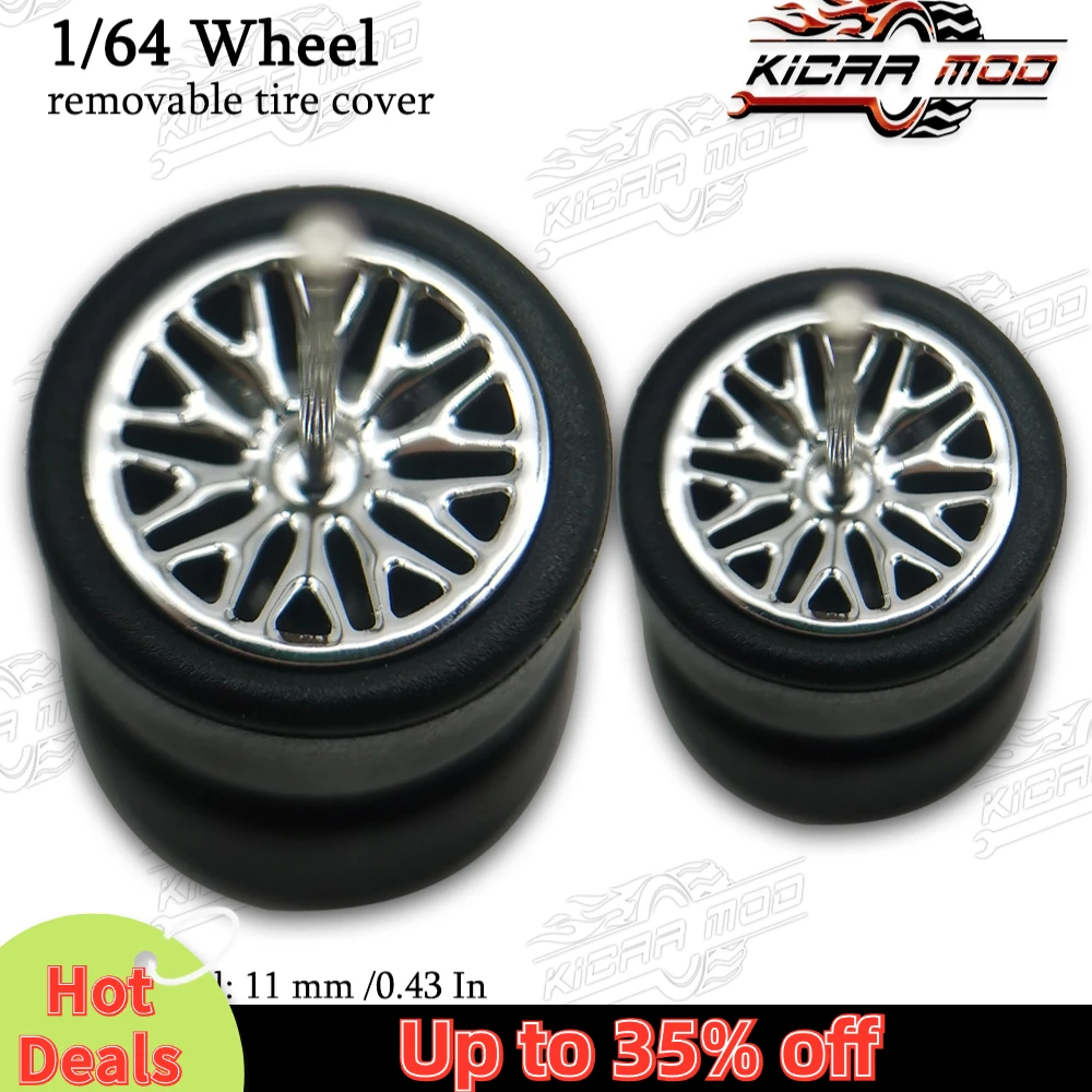 1/64 핫 휠용 슬릭 타이어가 있는 RLC프리미엄 휠, RLC머슬카 멀티 스포크 모델, 자동차 수리 부품 D:11mm + 13mm (1 세트)