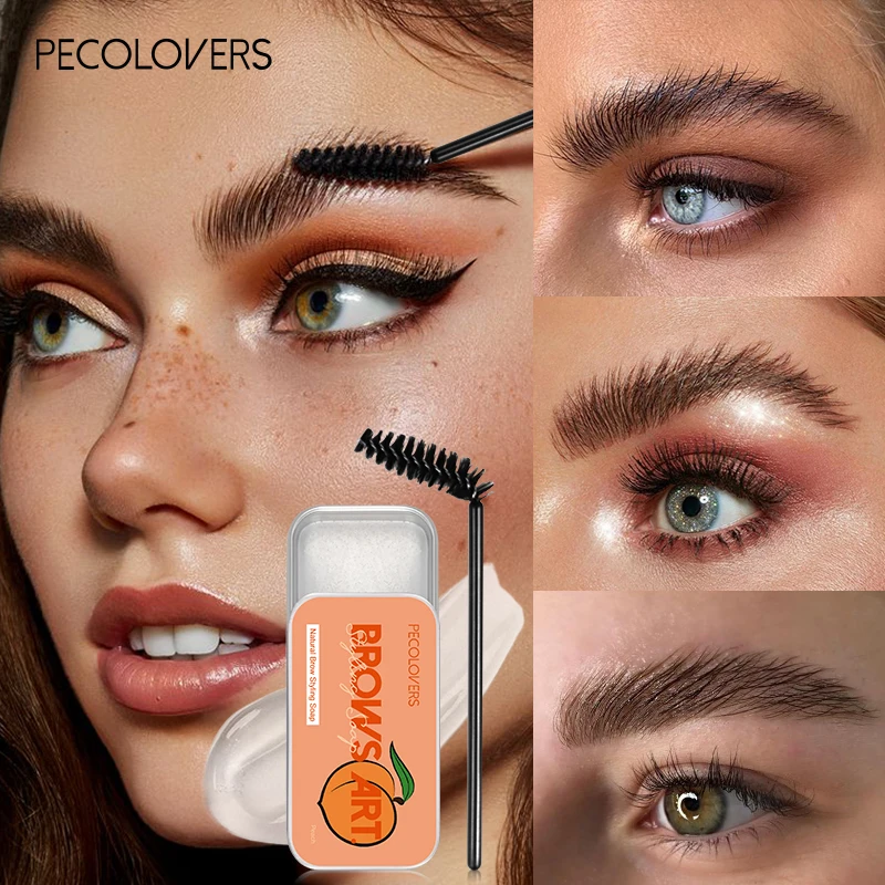 PECOLOVERS Eyebrow Styling Gel Brows Wax Sculpt Soap Waterproof Long
