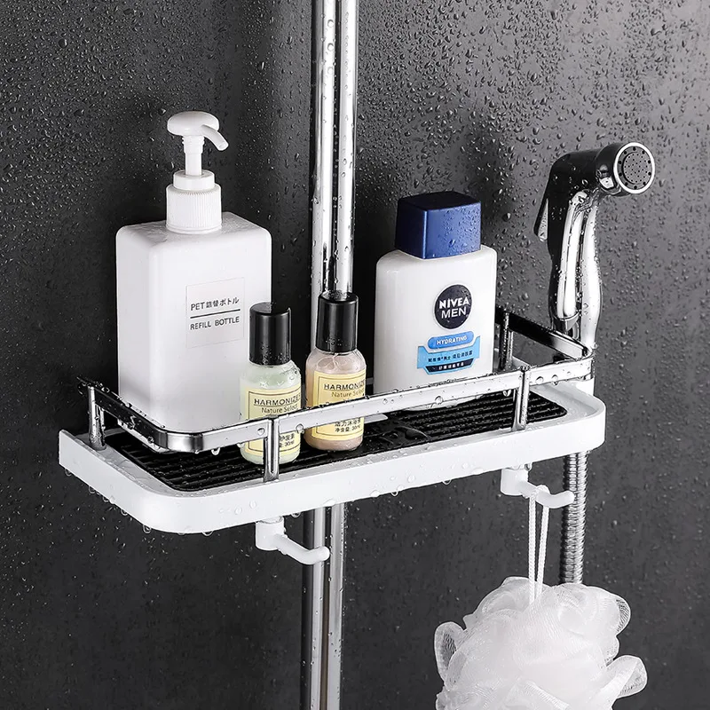 Toilet Storage Rack Bathtub Accessories Bathroom Lifting Rod No Punching Shelf in the Bathroom Support Tray Organization Home