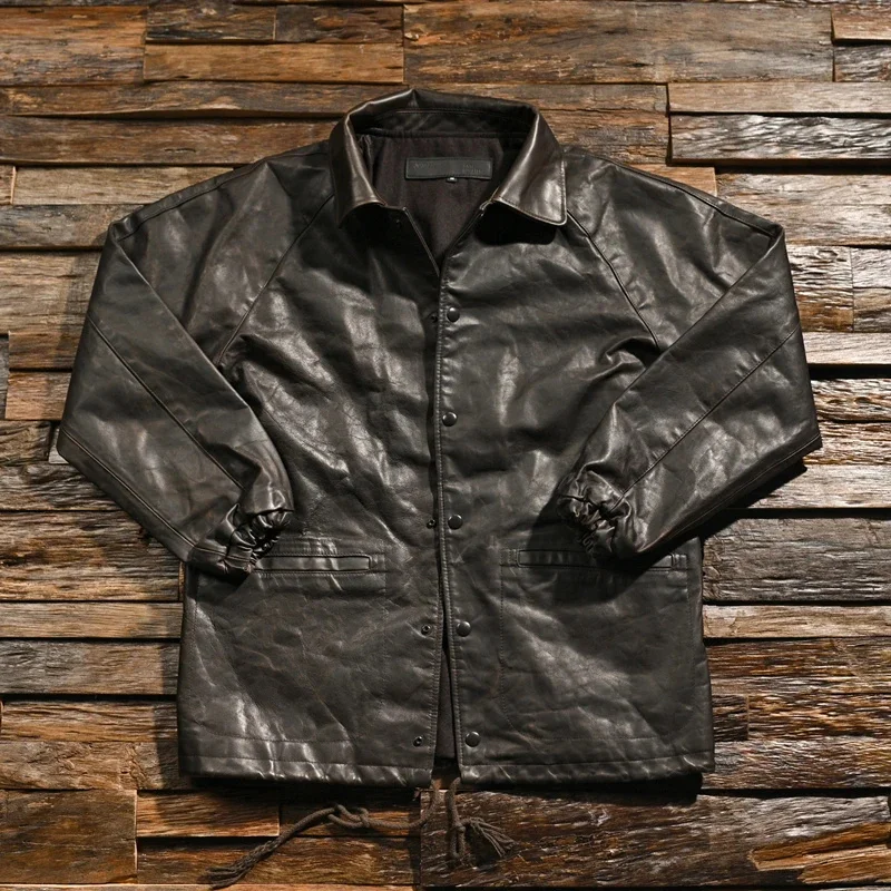 

100% Cow Leather Jacket Men 2024 Genuine Man Spring Autumn Vintage Casual Teachwear Men's Coat Pus Size Xhl378