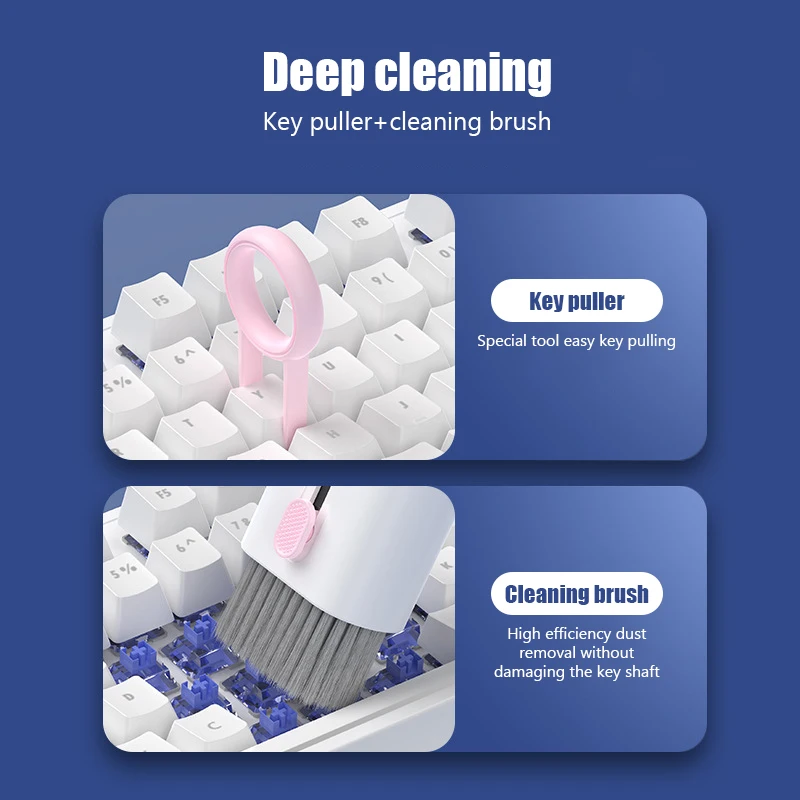 Keyboard Cleaning Kit 7-in-1 Laptops Cleaner with Keycap Puller, Multifunctional Keyboard Brush Cleaning Set for Airpods Phone 4