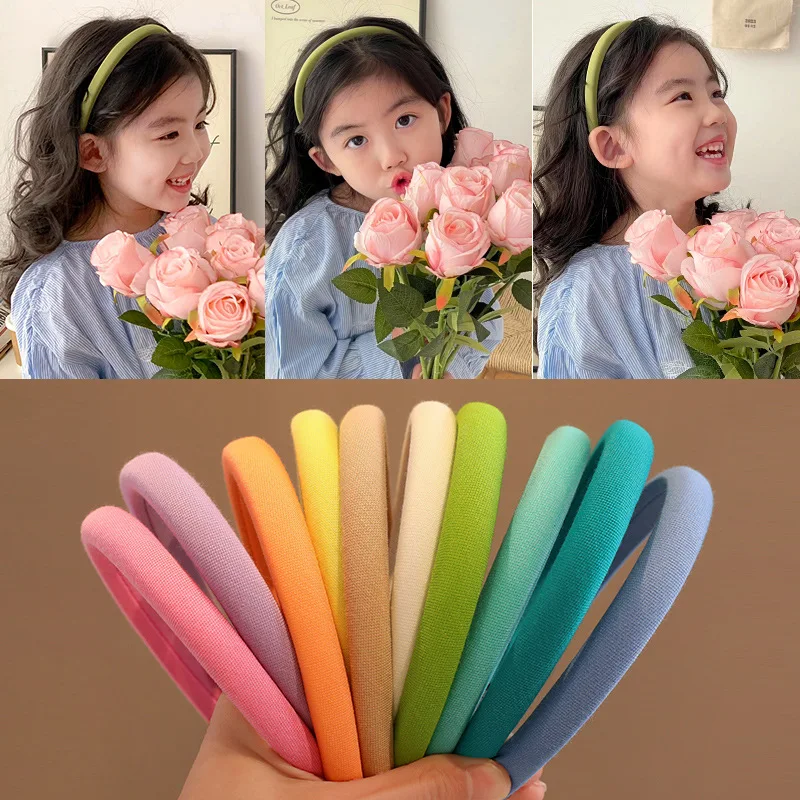 Kids Candy Color Cloth Headband Cute Hairbands for Girls Solid Color Hair Band Children Hair Accessories Head Hoop