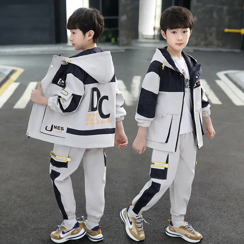 

Kids Tracksuit 2022 Spring Autumn Childrens Cotton Clothes Sets Boys' Leisure Suit Coat+Boys' Pants Sportswear Students Trousers