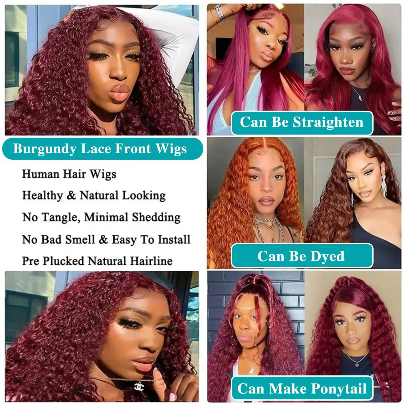 Deep Wave 99J Burgundy 13x4 Lace Frontal Wig Human Hair 13x6 HD Lace Front Wigs Red Wine Water Curly Wigs With Baby Hair 4