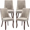 Beige Mid Century Dining Chairs Set of 4, Modern Kitchen & Dining Room Chairs Set of 4, Velvet Upholstered Kitchen Chairs 1