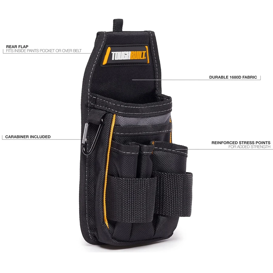 ToughBuilt TB-222 정리함 파우치, 후면 포켓 플랩, 바지 또는 벨트 위에 적합, 튼튼하고 튼튼한 벨트 도구 파우치