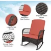 3 pcs Rocking Bistro Set Conversation Chairs PE Wicker Outdoor Rocking Chairs(Rocking Set,Orange Red) 2