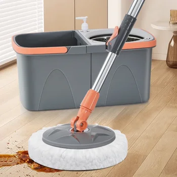 New Detachable Double Bucket Mop Spin Mop Bucket Sets 360° Spinning Floor Cleaning Mop Reusable Microfiber Heads Home Lazy mop 1
