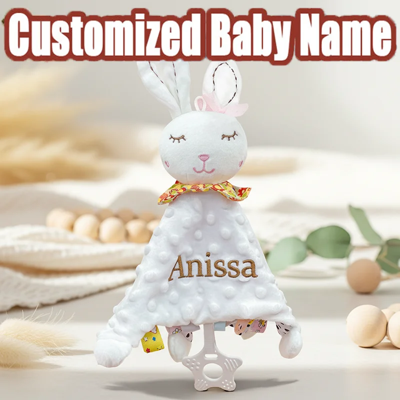 맞춤형 안전 인형 (베이비 샤워용) - 자수 이름과 동물 디자인으로 개인화, 첫 출산 선물로 이상적