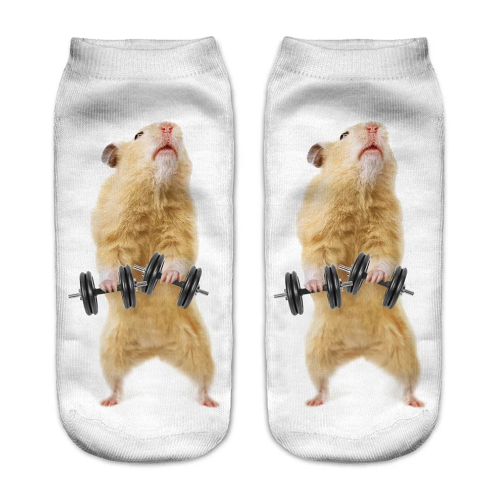 New Fashion 3D Printed Mouse Totoro Socks Funny Kawaii Women Cute Animal Fitness Hamster Sokken Dropship