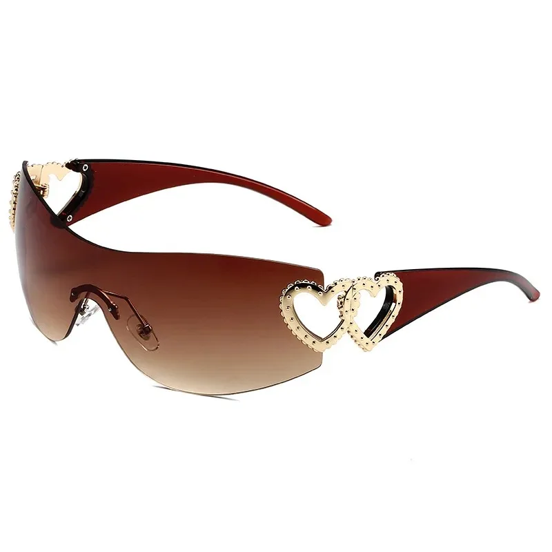 Fashion Sunglasses Conjoined body Sunglasses Women's Decorative Heart-shaped Mirror Legs No Border Sun Glasses Outdoor Sport Eyewear UV400 fashion sunglasses