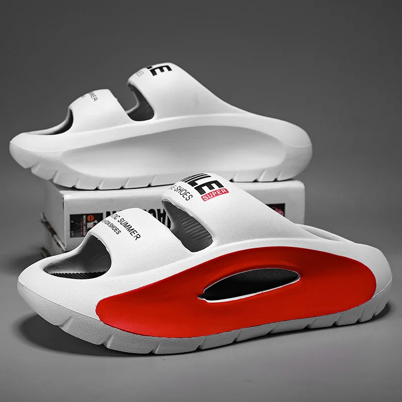 Vīriešu čības ar neslīdošām, neslīdošām vasaras čībām, ērtas ar biezu zoli, mīkstas putas, ārējais apģērbs_voghion.com