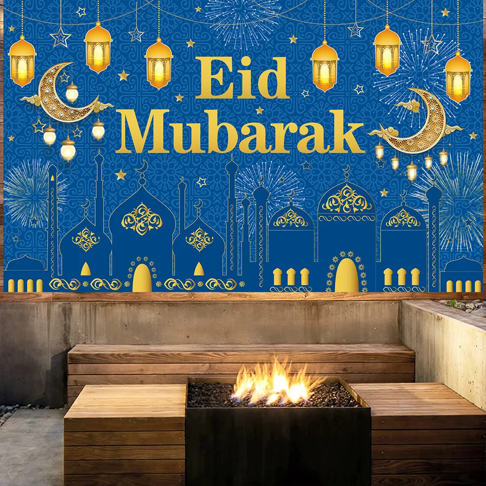 180 x 110 cm Ramadan-Hintergrund, Stoffbanner, Eid Mubarak-Hintergrund, Dekor, 2026 Ramadan-Dekorationen, Eid-Party, Fotografie-Requisitenversorgung – Detail 8