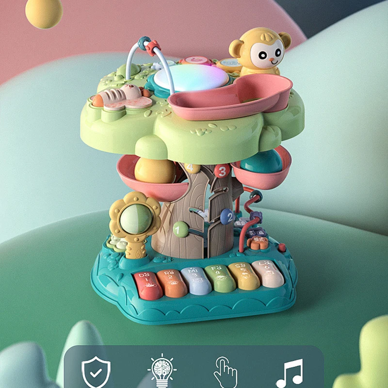 

Baby Multi-functional Wisdom Tree Early Education Machine Sound Light Patting Drum Gear Bead Learning Machine Educational Toys