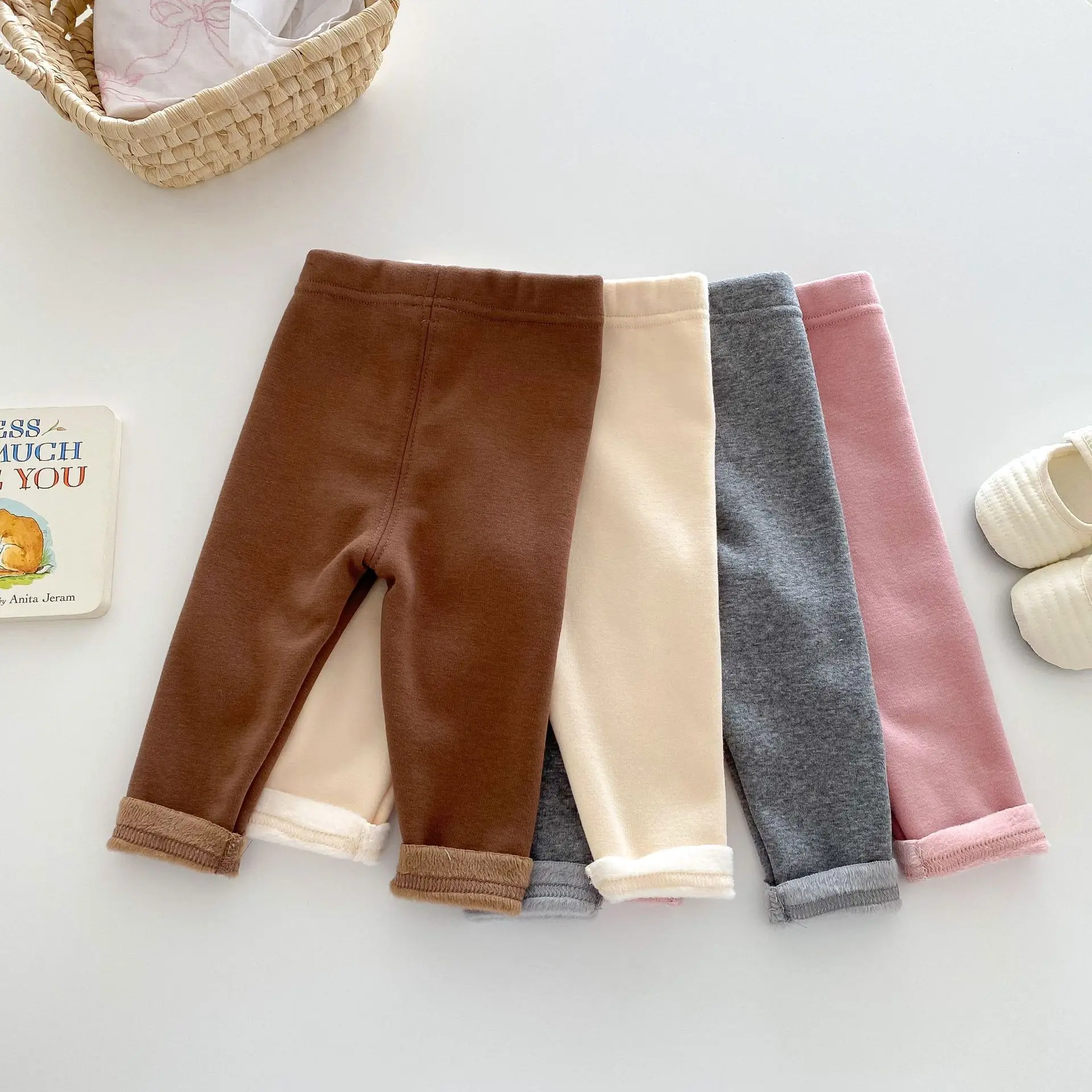 Girls Leggings Winter 0-5Y Children's Clothes Baby Girls Patch Plus Velvet Warm Pants Trousers baby trousers,baby leggings