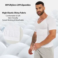 Slimbelle T-shirt de compression pour homme, col en V, manches courtes, effet ventre plat, amincissant, respirant, pour le fitness 3