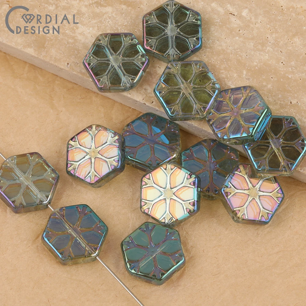 Cordial Design 15*16MM 200pcs Aurora Effect/DIY Glass Bead/Carving Effect/Hand Made/Geometry Shape/Jewelry Findings & Components - cordial
