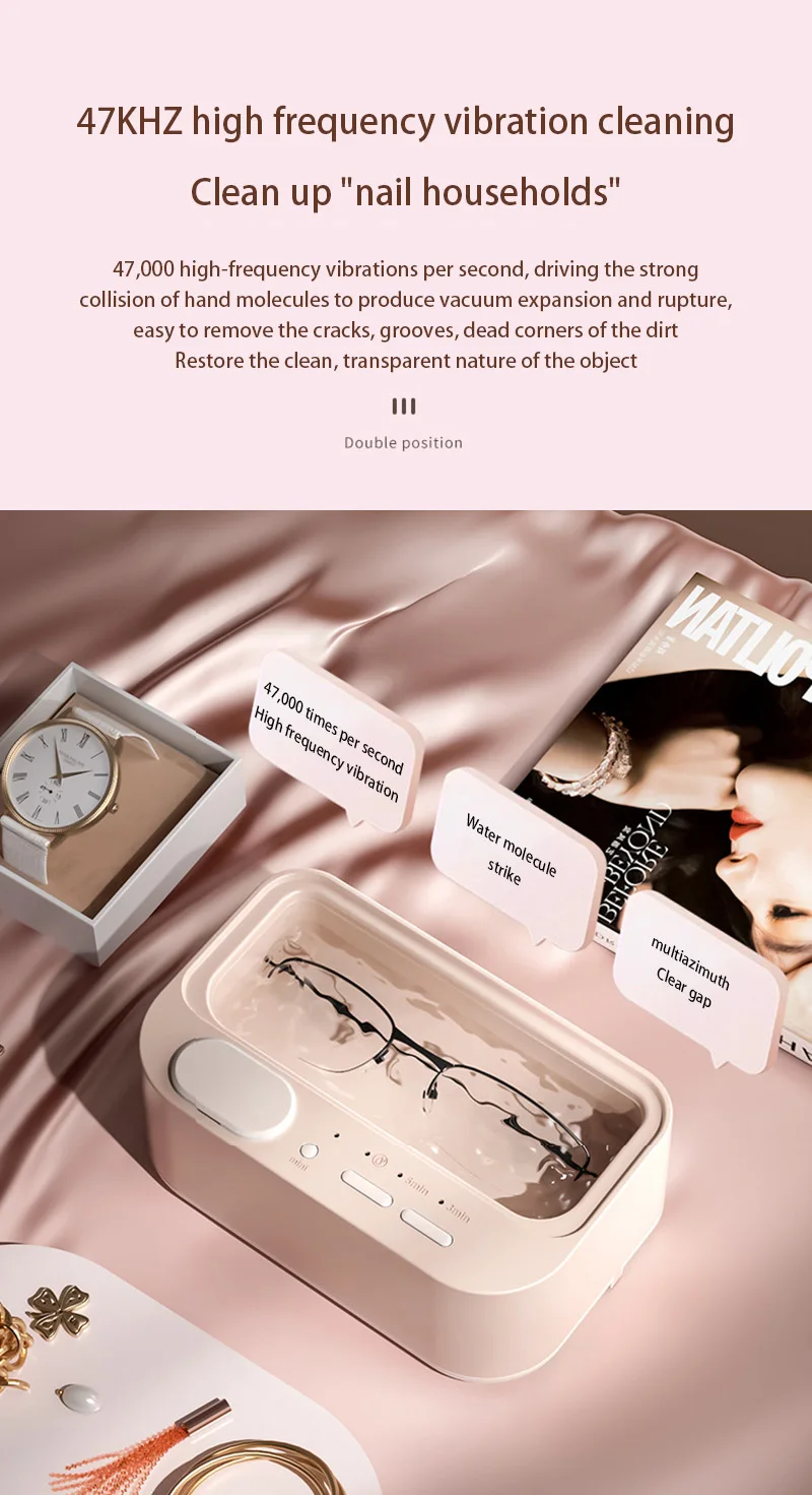 Description Picture 5 of itemIconic Brand Ultrasonic Cleaner Upgrated Portable Household Cleaning Machine Jewelry Glasses Makeup Brush High Frequency Ultrasonic