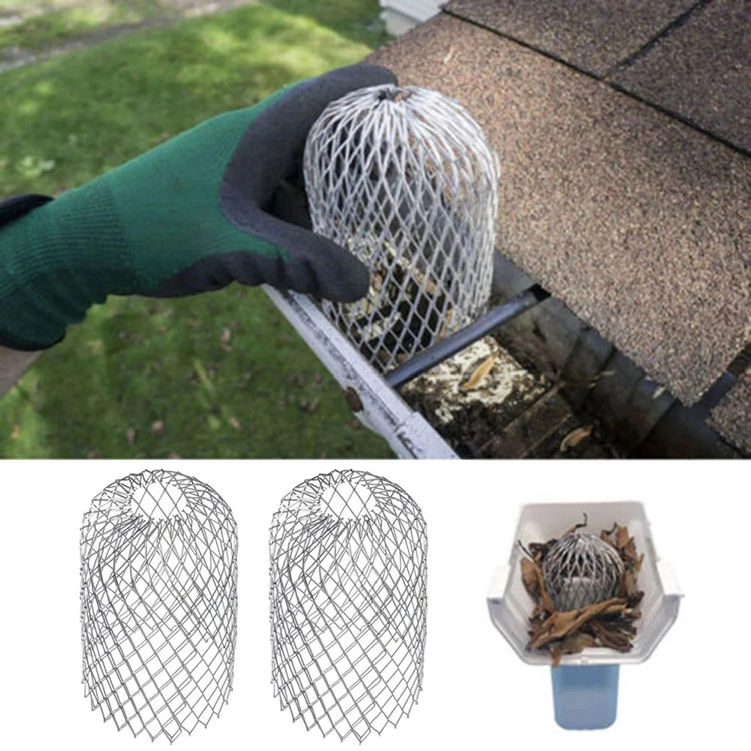 2Pcs Gutters Filte Mesh Aluminum Outdoor Leaf Debris Mud Gutter Guard Drain Net Cover Anti-blocking Gutter Cleaning Tools